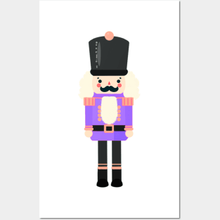 Purple and Black Christmas Nutcracker Toy Soldier Graphic Art Posters and Art